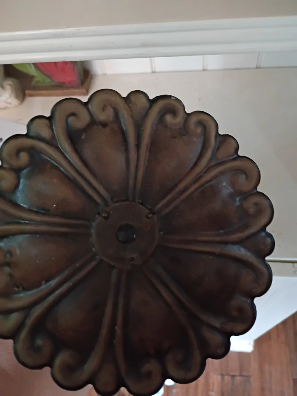 Vintage Hollywood Regency Pricket Candle Holder Pedestal Cast Metal Wood Urn 90s